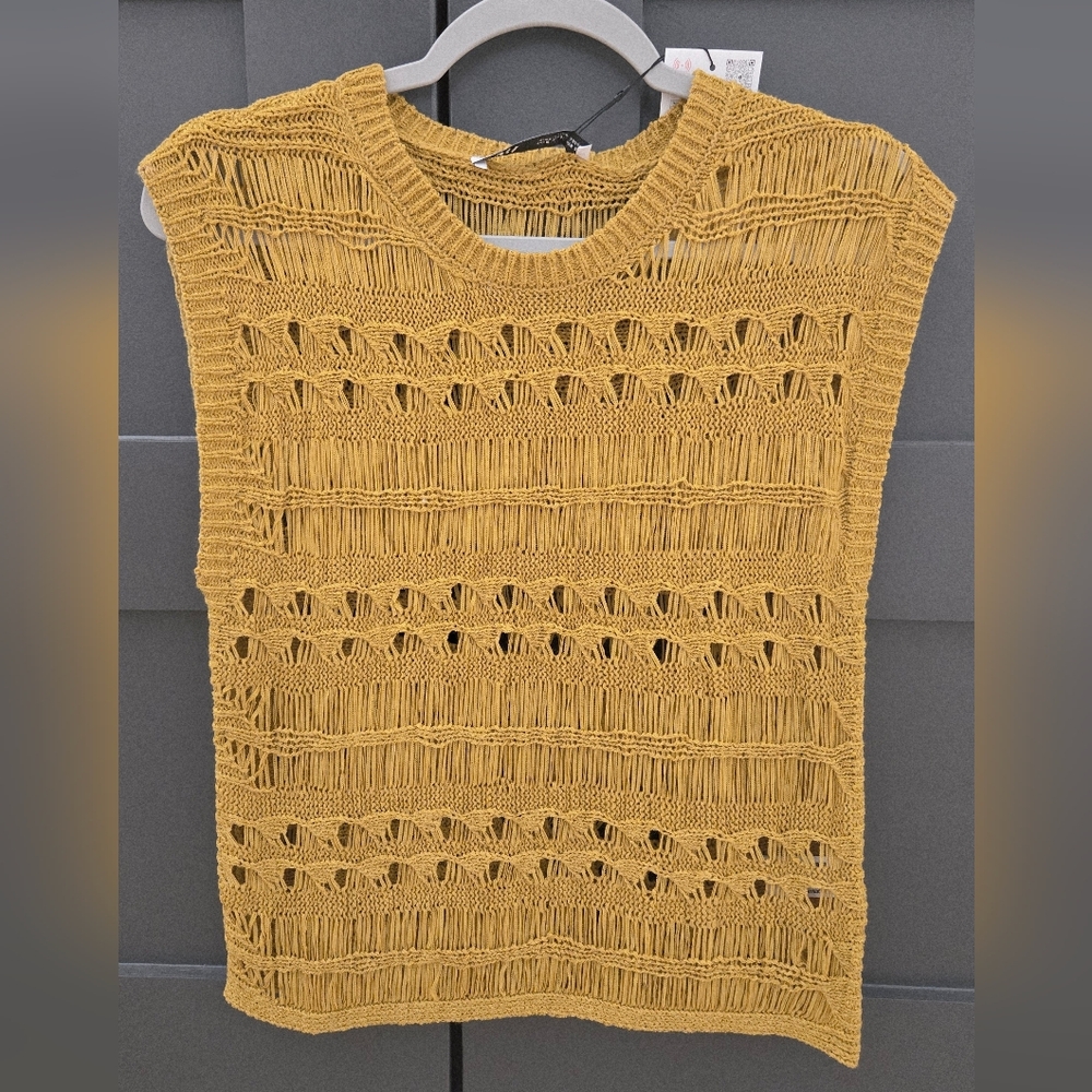 Zara Mustard Yellow Crochet Top